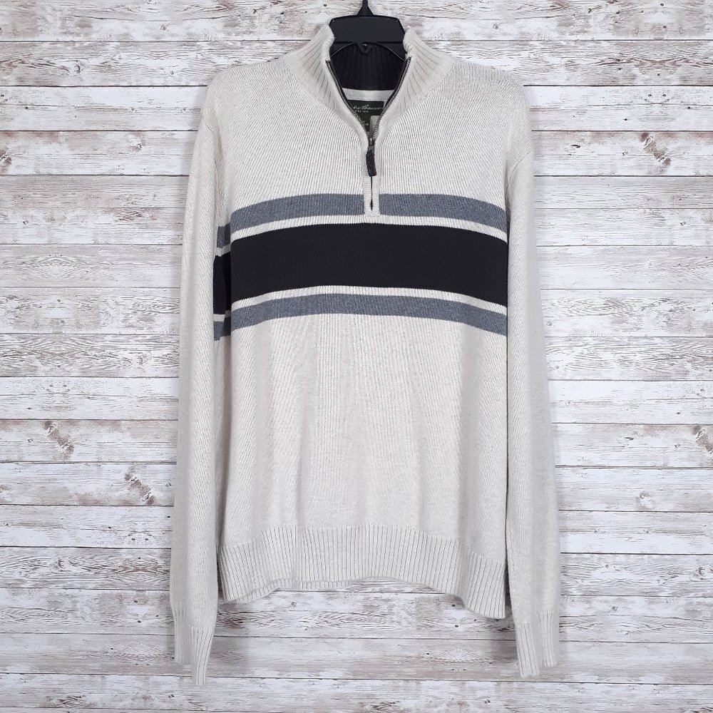 Eddie Bauer Mens Sweater XL Quarter Zip 527